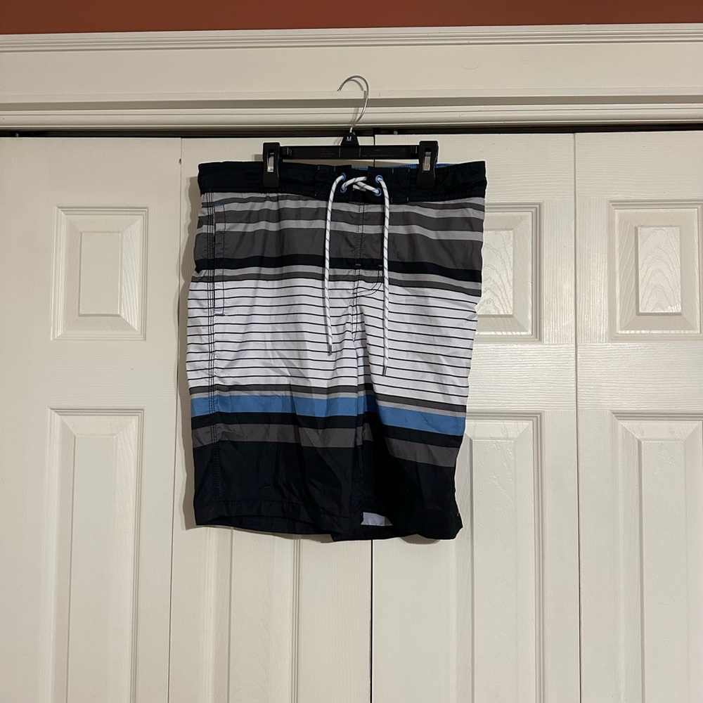 Men's Striped Shorts - Black, Gray, Blue